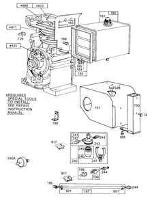 Fuel Tank,sno-Gard,primer Diagram and Parts List for 190406-2947-XX  Briggs and Stratton Engine